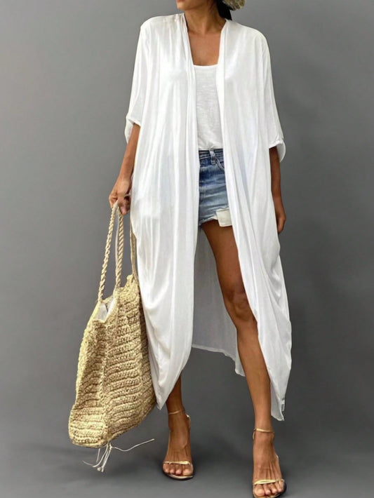 Swim Summer Beach Solid Open Front Kimono