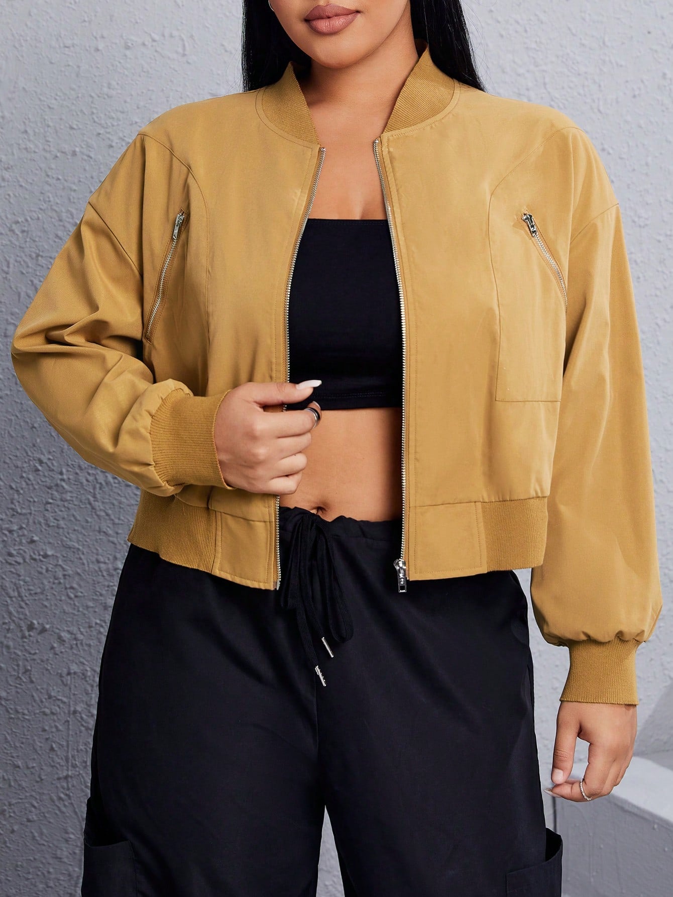 Plus Zip Up Bomber Jacket