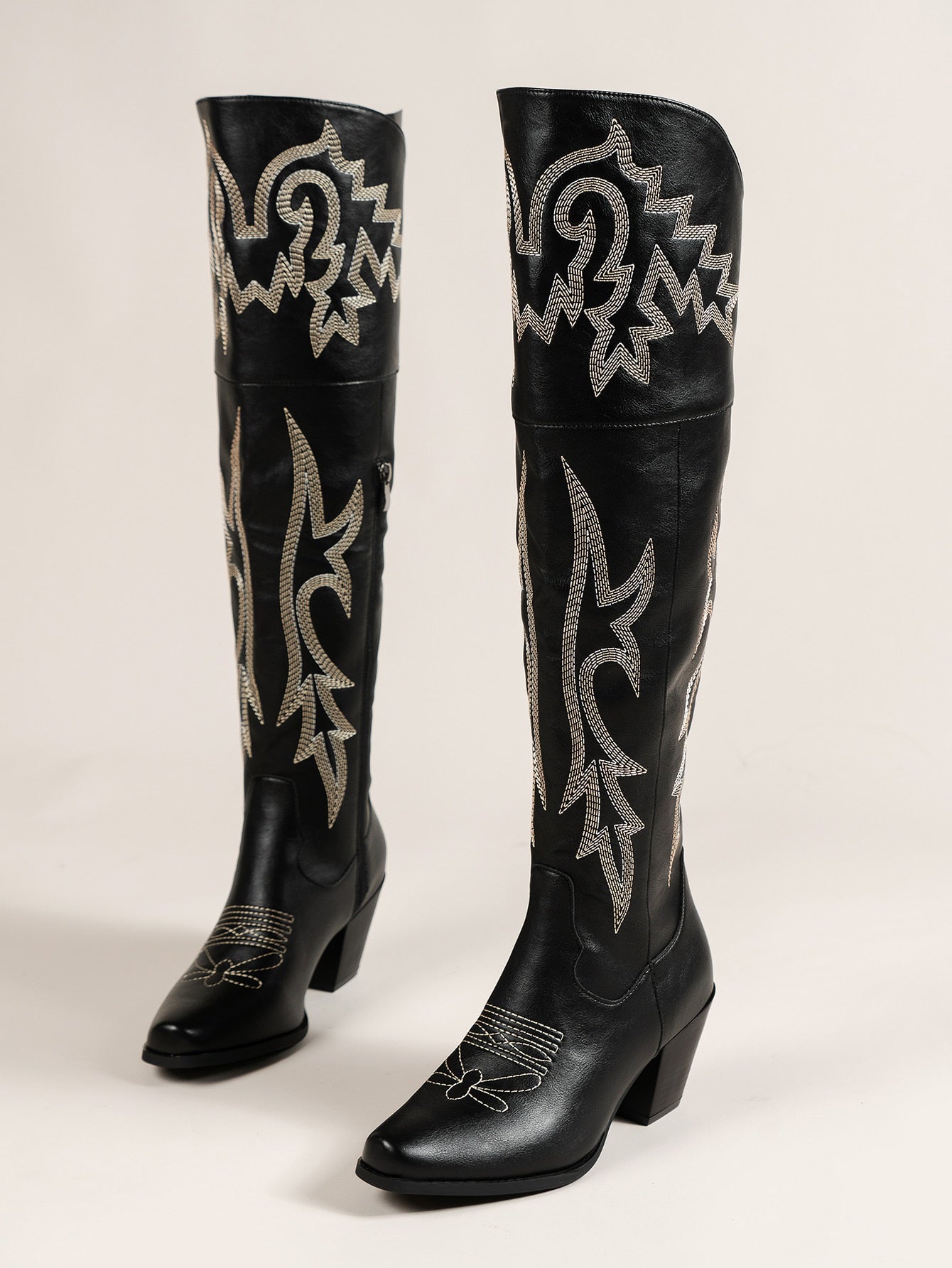 Embroidered Knight Western Style Outdoor Wearable & Comfortable Women's Western Boots