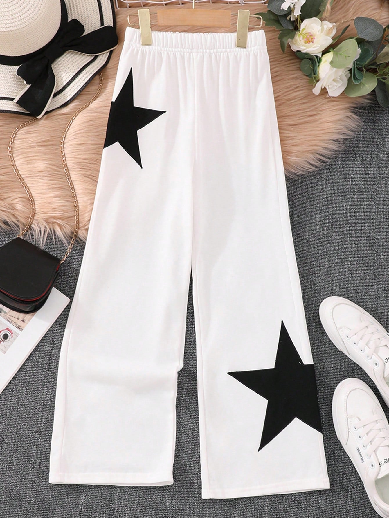 Tween Girl Star Print Elastic Waist Sweatpants