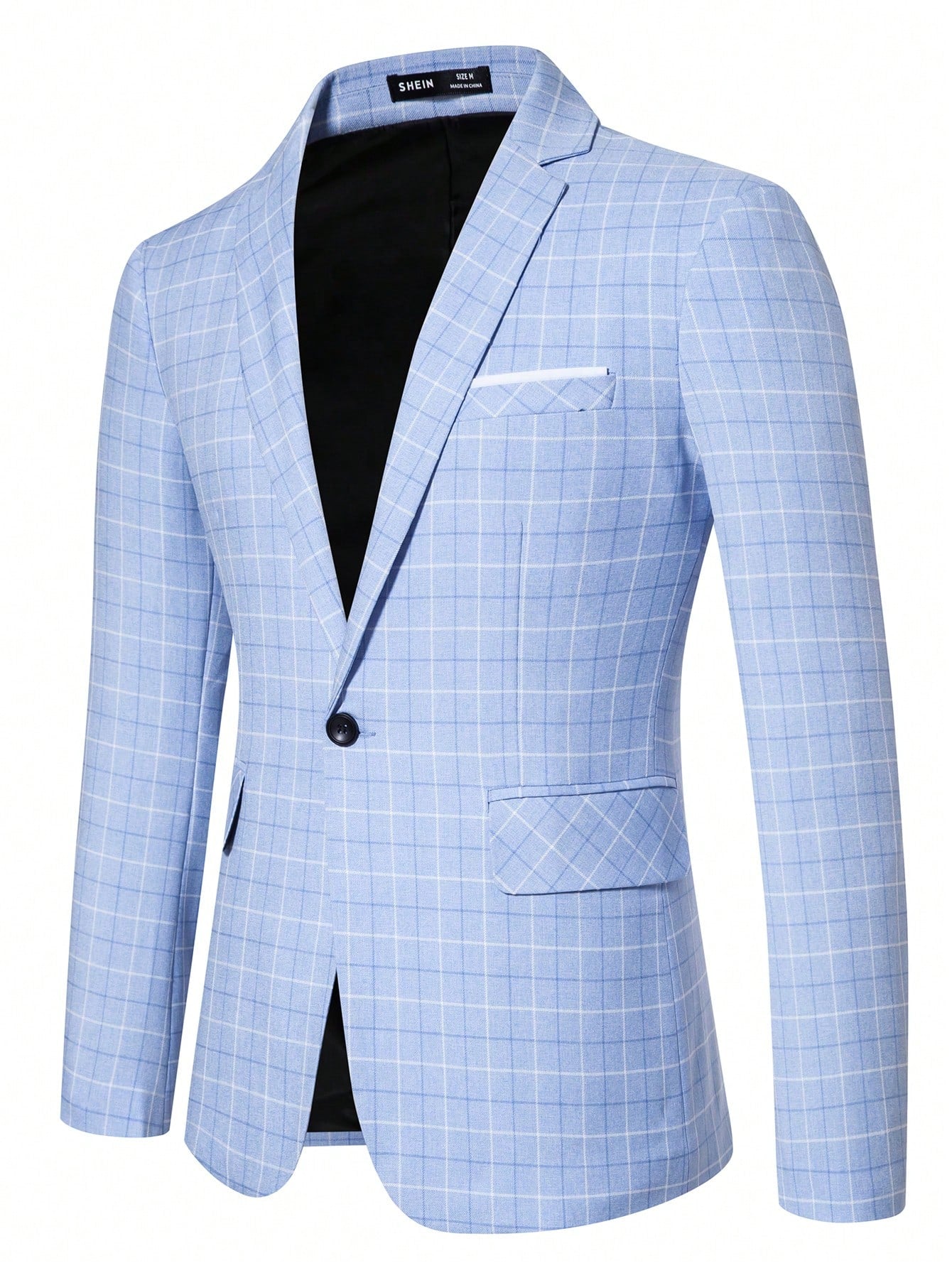 Men's Plaid Print Lapel Single Button Suit