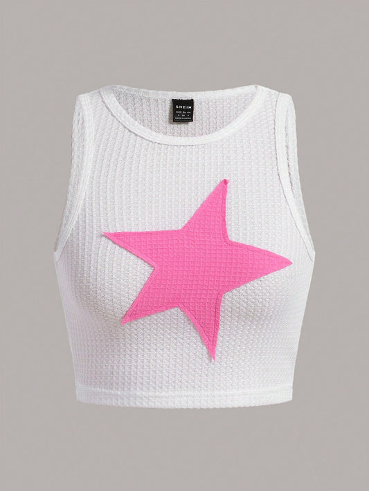 Star Patched Crop Tank Top