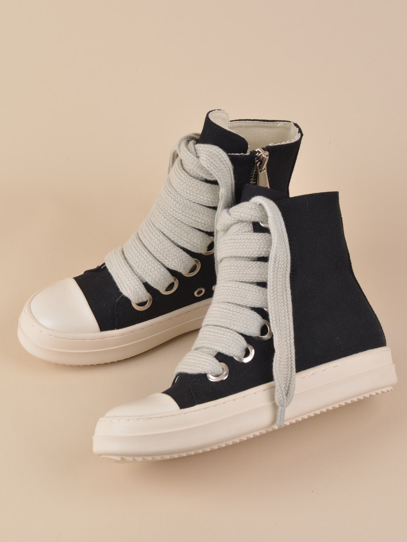 Women Lace Up Zip Side High Top Skate Shoes, Sporty Outdoor Sneakers