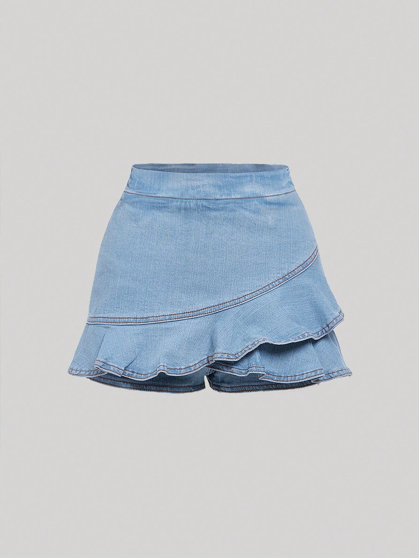 Teen Girl Ruffle Hem Denim Skort