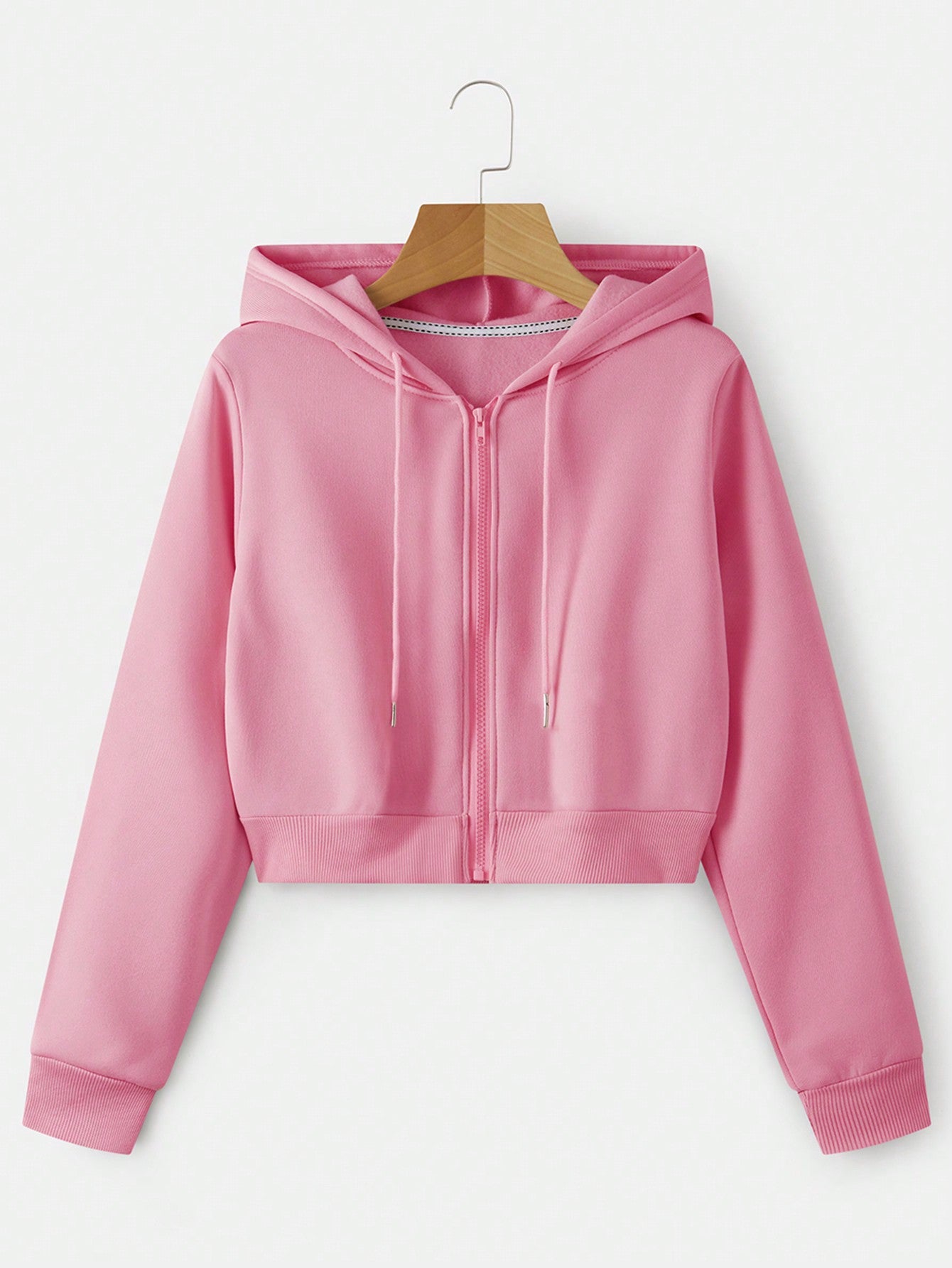 Zip Up Crop Drawstring Hoodie