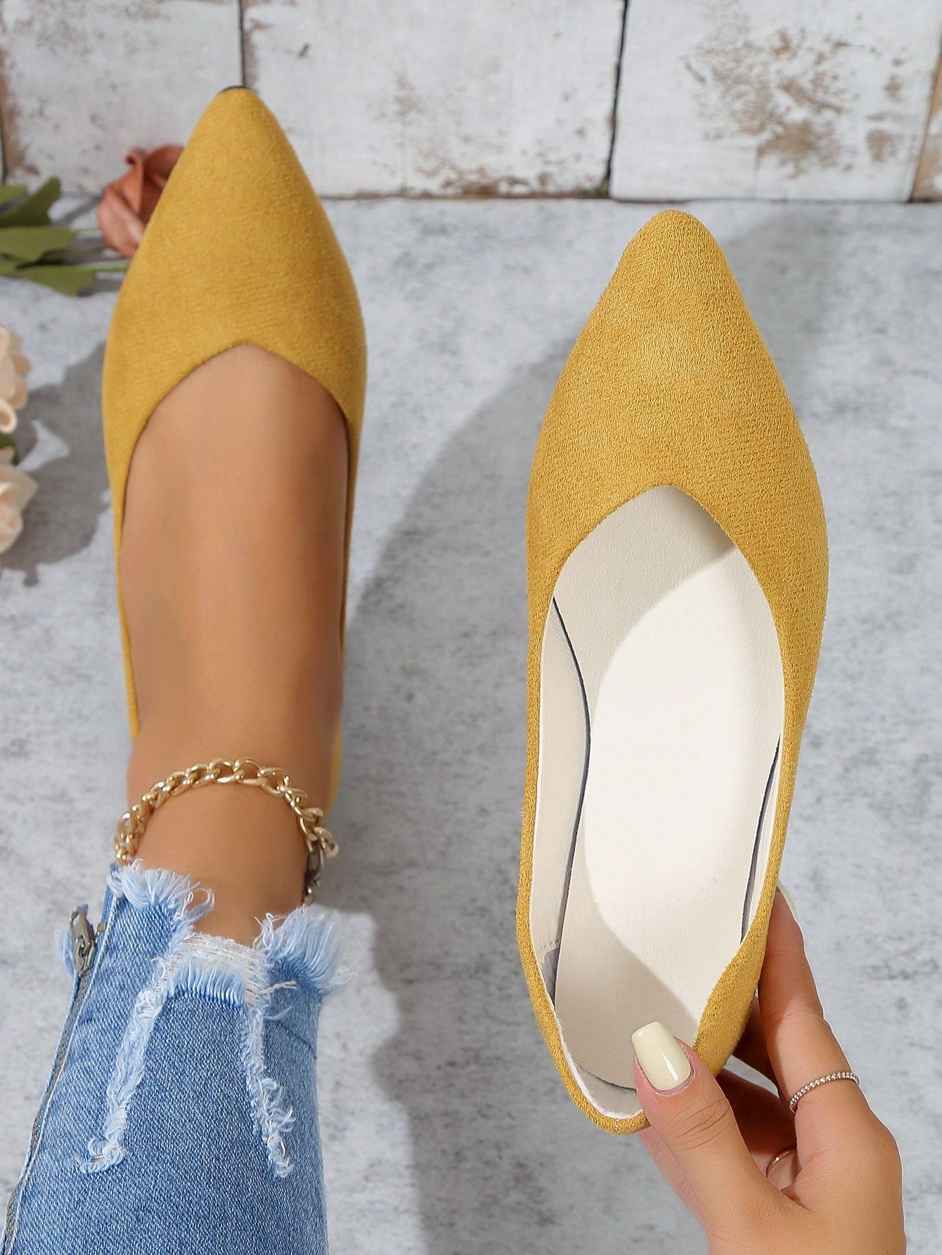 Fashionable Ballet Flats For Women, Faux Suede Slip-on Flats