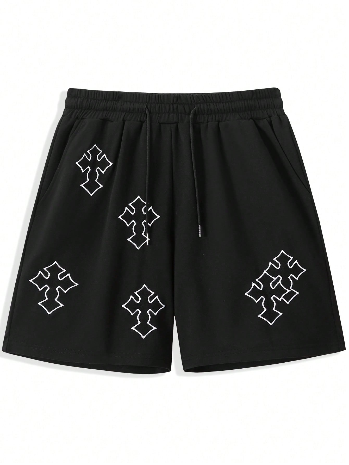 Goth Men Graphic Print Drawstring Waist Shorts