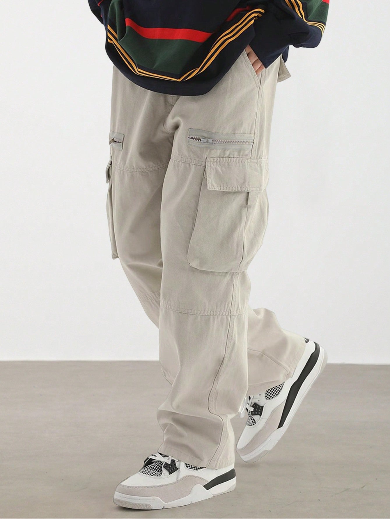 Men's Casual Solid Color Flap Pocket Side Cargo Pants