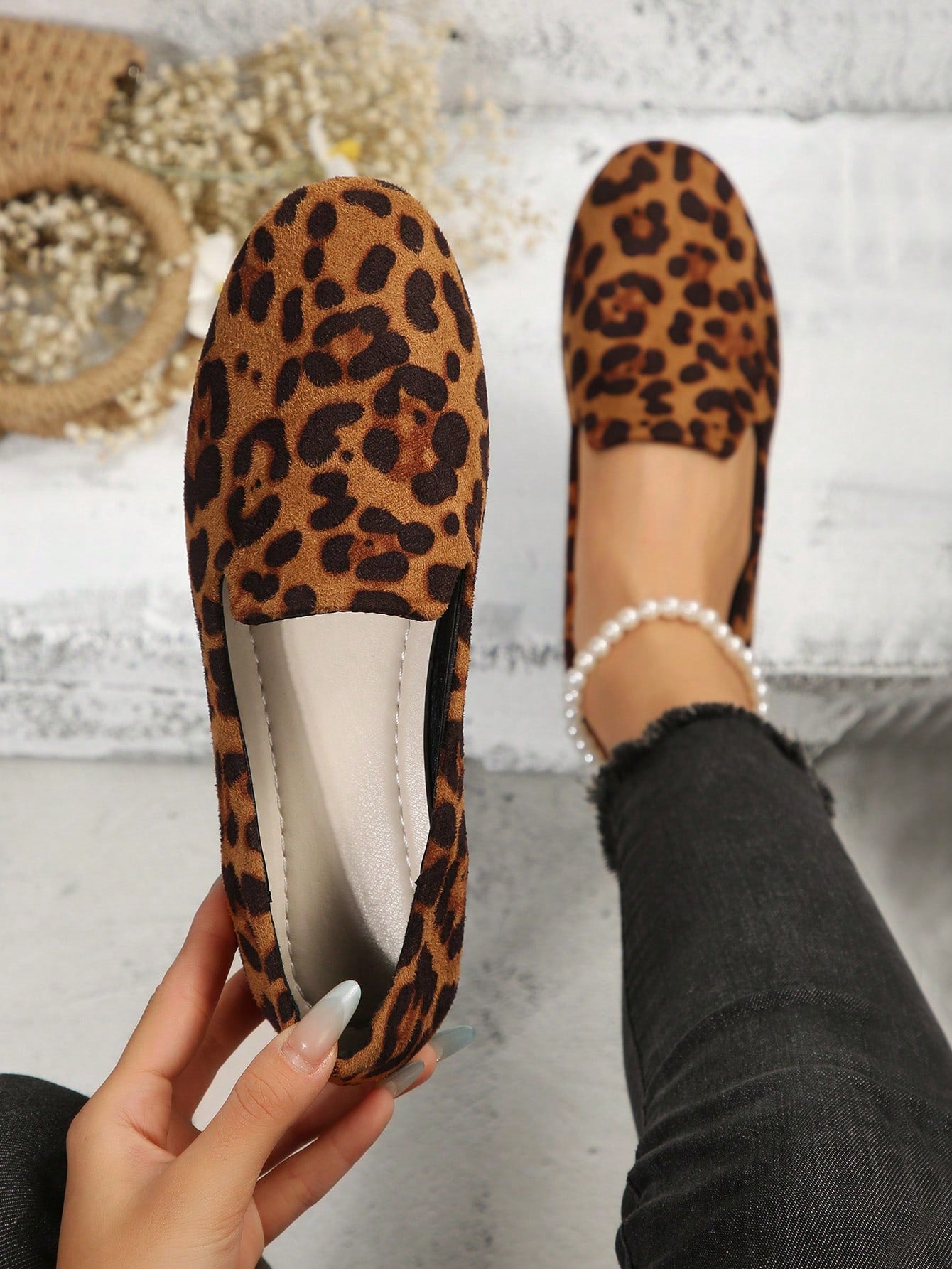 Spring And Autumn Fashion Leopard Print Women's Round Toe Flat Shoes, Comfortable Shoes