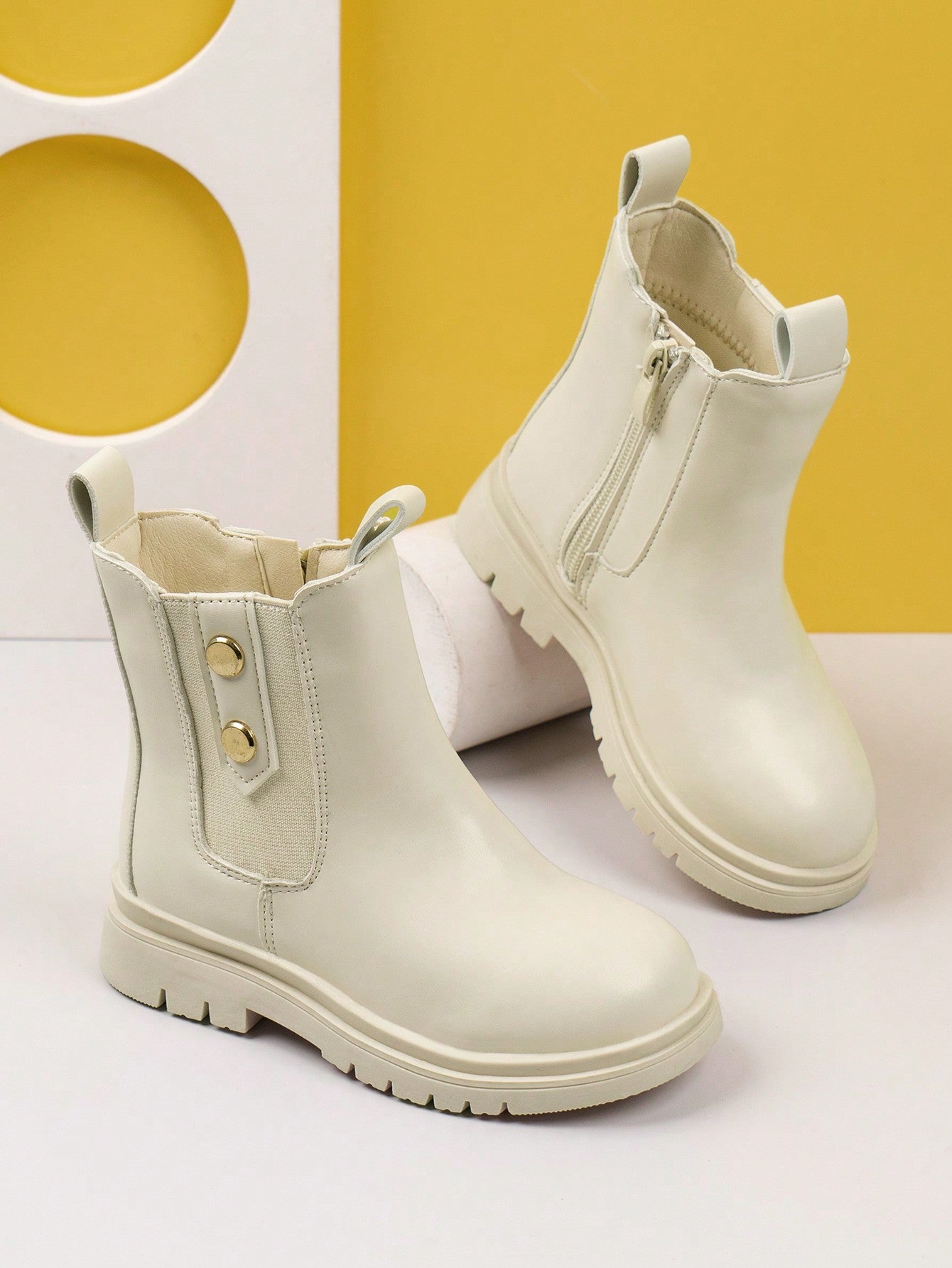 Kids' Trendy Short Boots For Girls, Anti-Skid Tube Boots, Beige