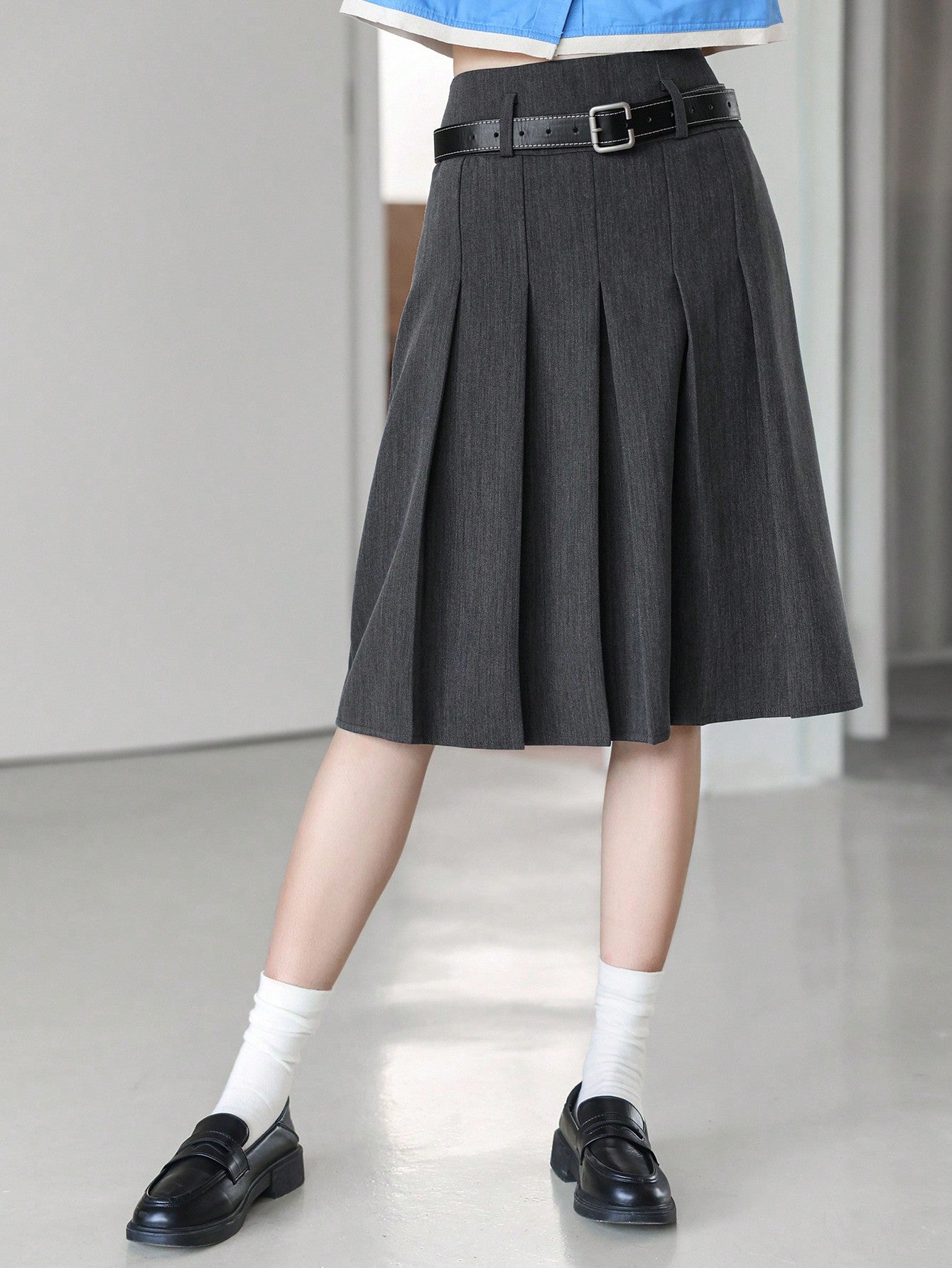 Solid Color Pleated Skirt, Suitable For Summer Workwear