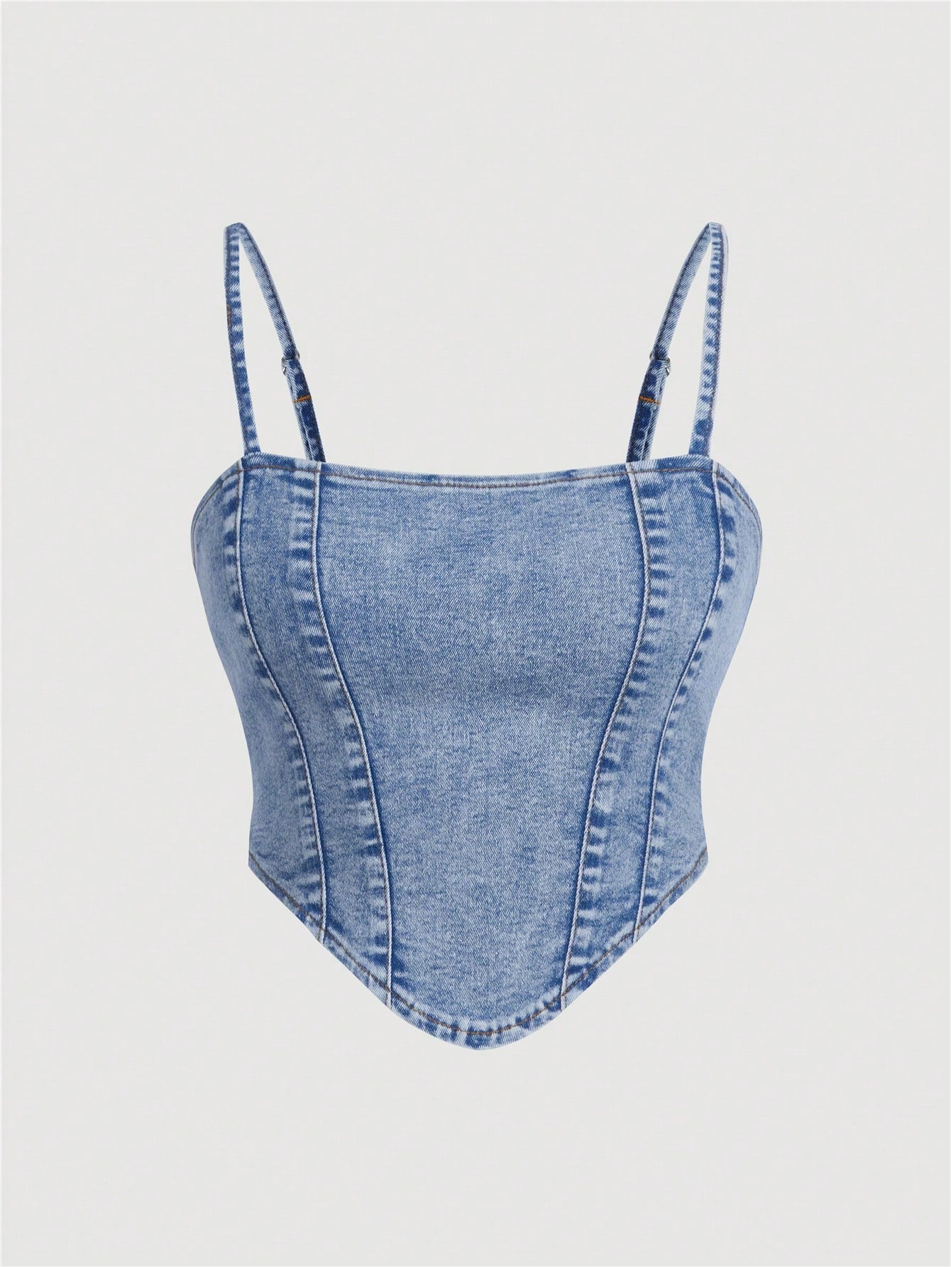 Teen Girl Asymmetrical Hem Cami Denim Top