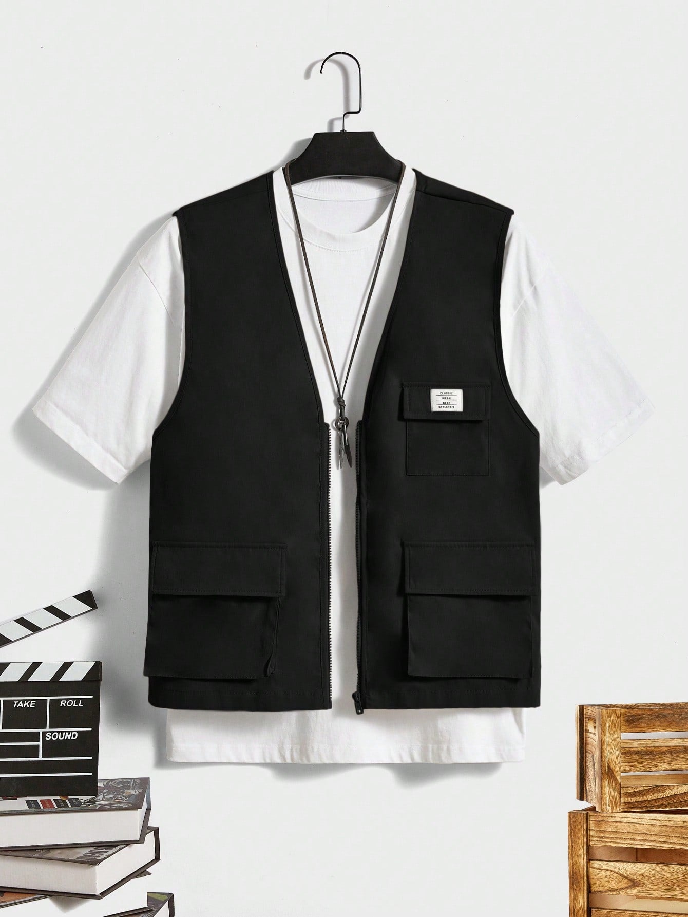 Men Flap Pocket Vest Without Tee