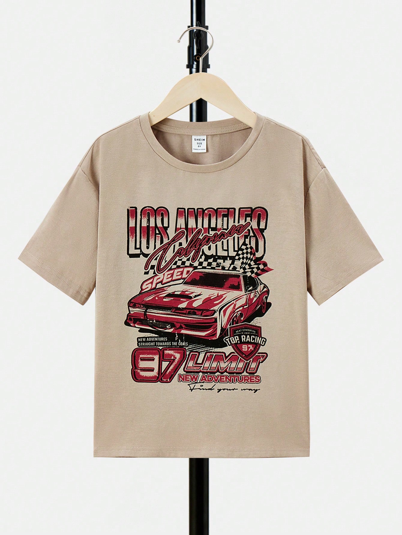 Tween Boy Car & Letter Graphic Drop Shoulder Tee