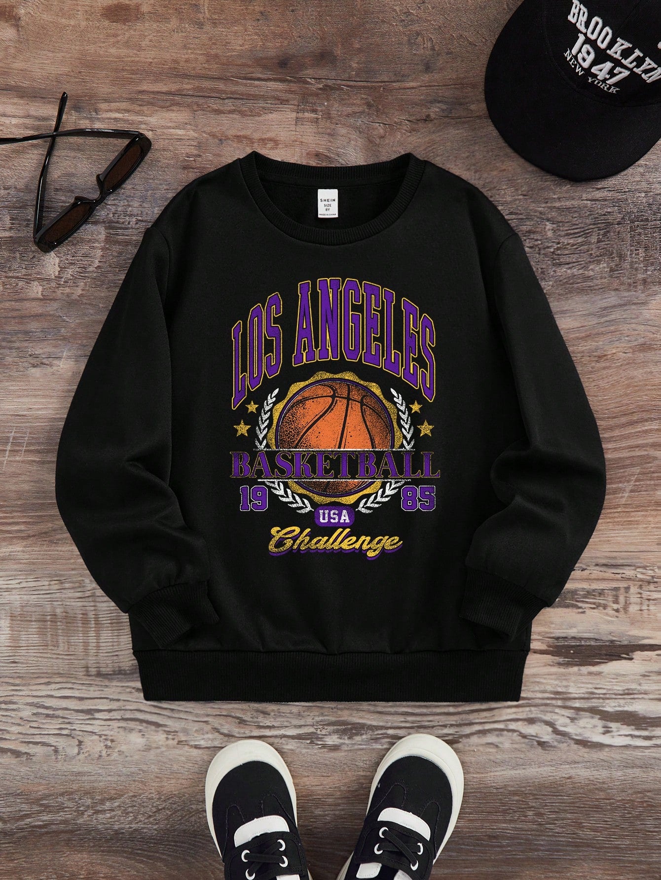 Tween Boy Basketball & Letter Graphic Sweatshirt