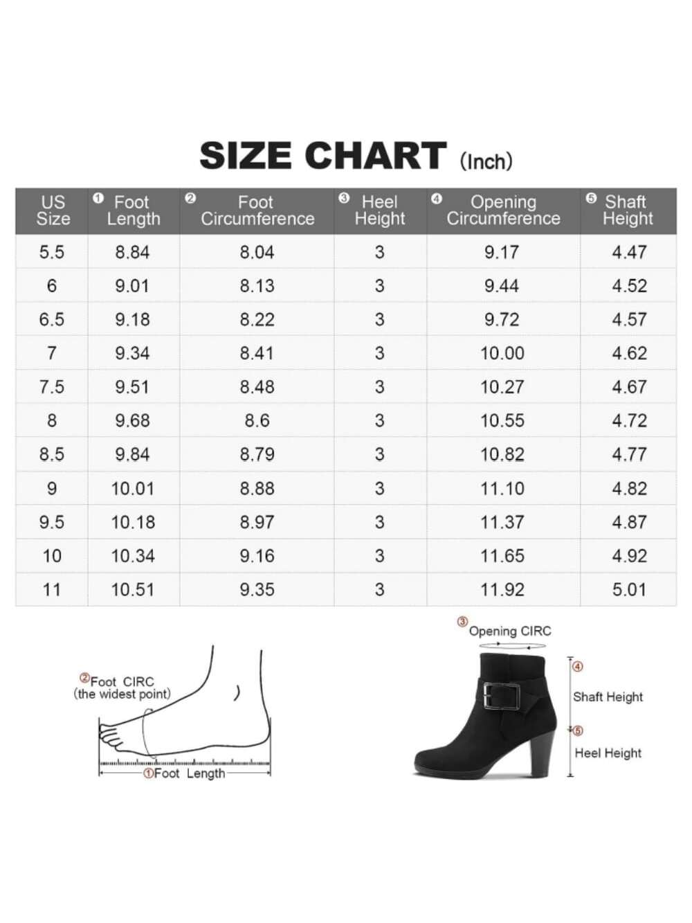 Women Wide Width Ankle Boots Classic Chunky Heel Ankle Strap Buckle Booties