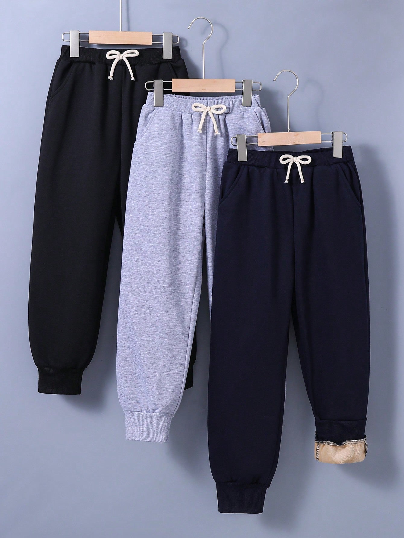 Tween Boy 3pcs Drawstring Waist Thermal Lined Sweatpants