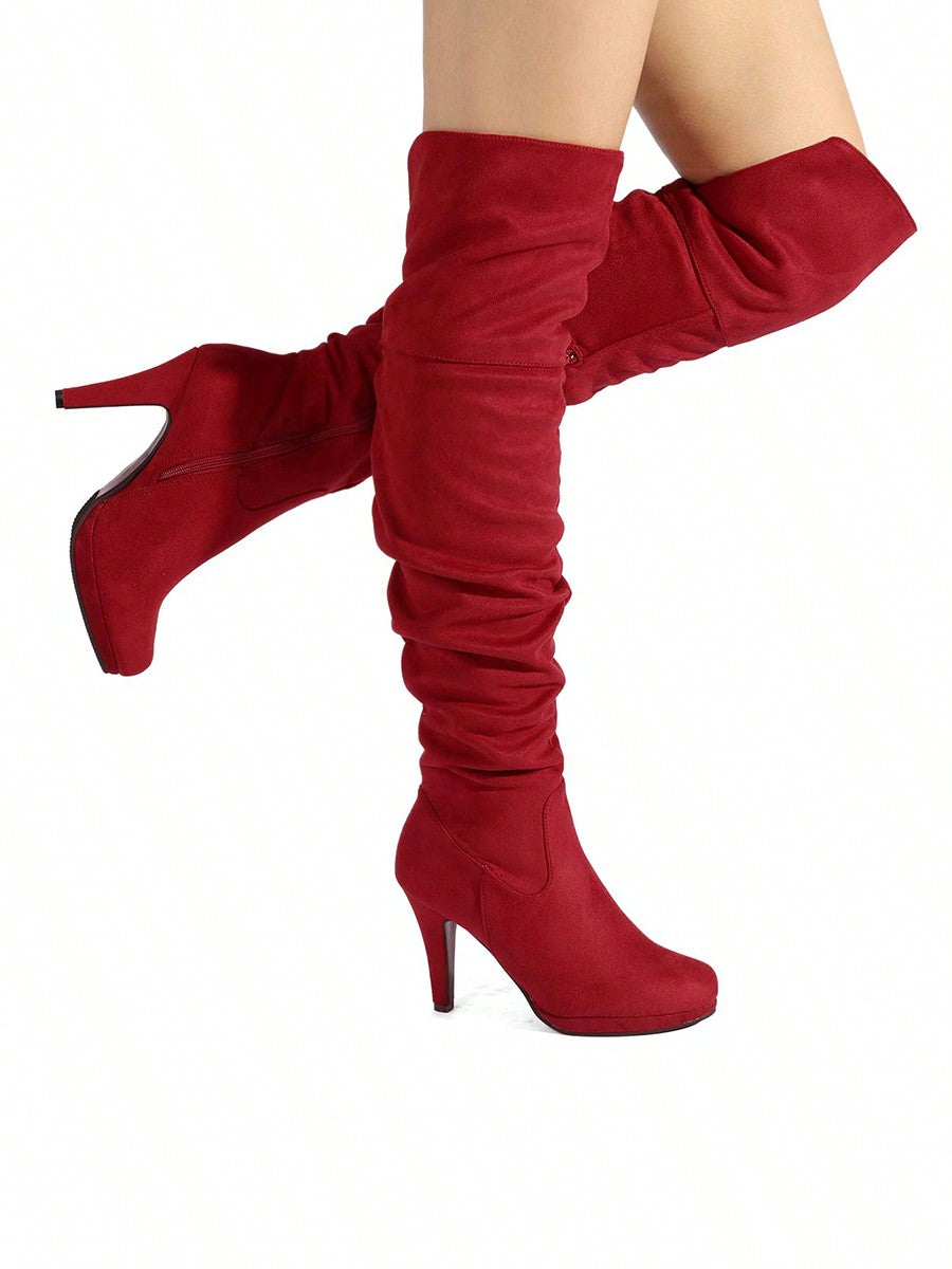 Women'S Thigh High Boots High Heel Platform Over The Knee Boots