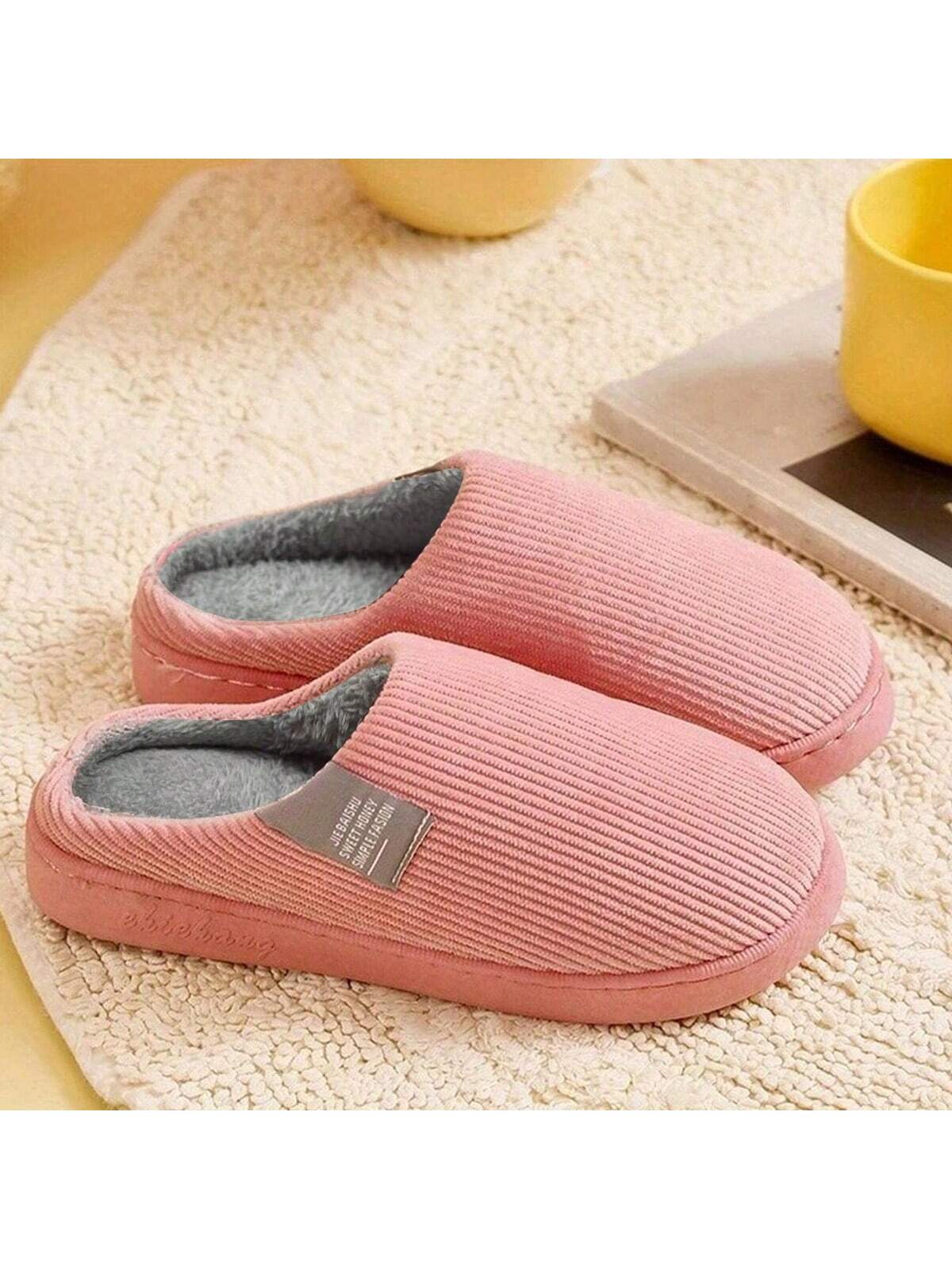 Warm Couples Slippers Women Home Used Thick-Soled Indoor Anti-Slip Slippers For Autumn, Winter, And Postpartum Period Men Fuzzy Winter Slippers