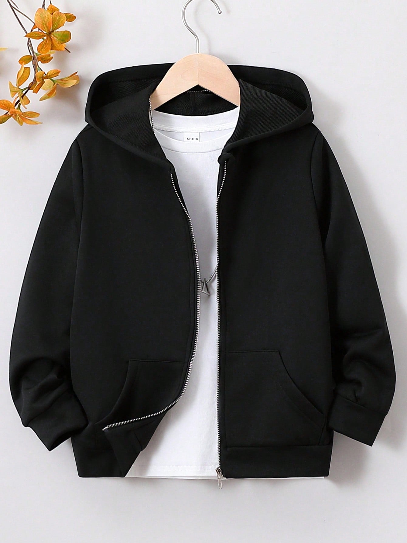 Tween Girl Casual Knitted Hooded Sweatshirt With Metal Zipper