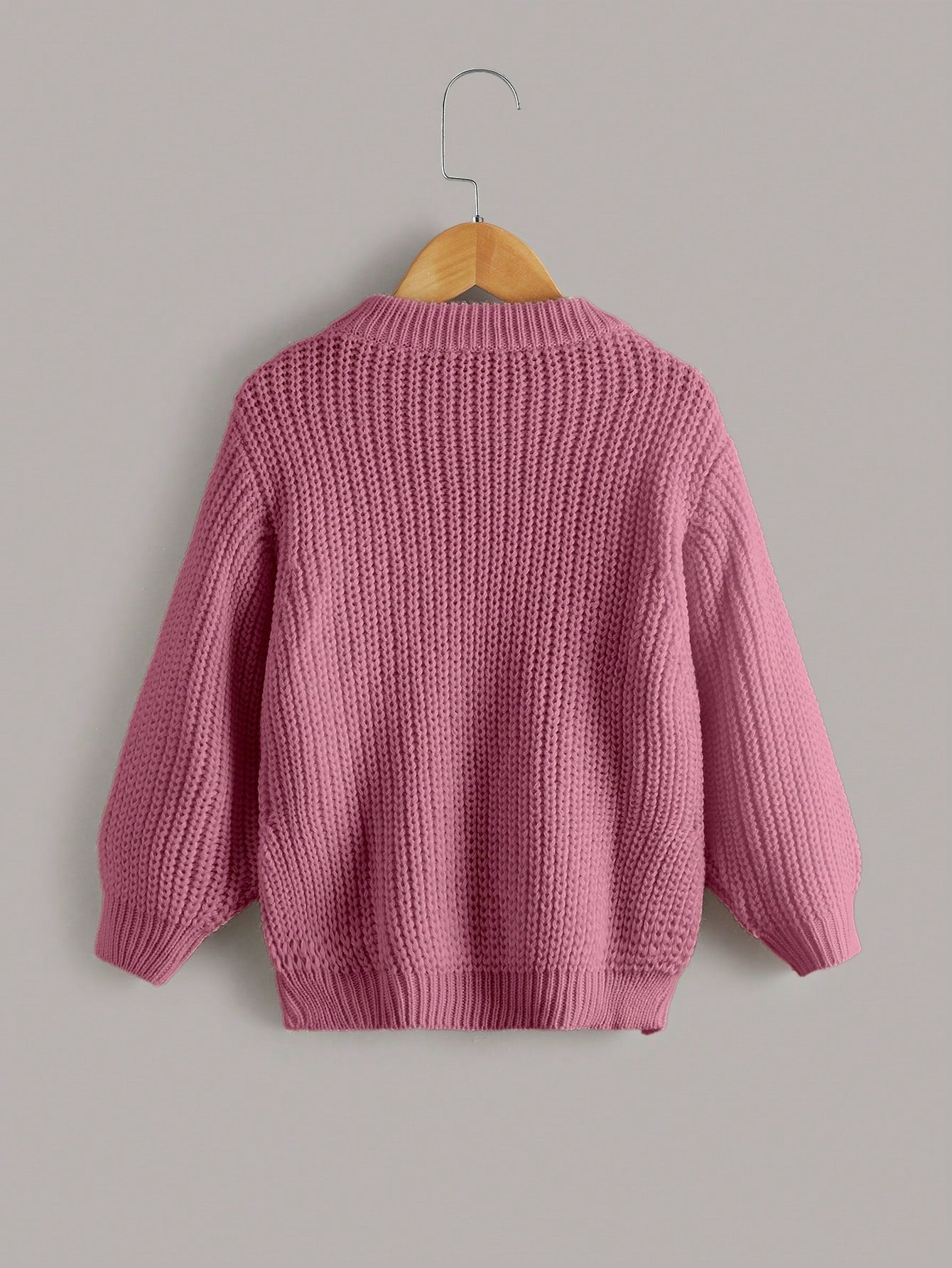 Young Girl Cable Knit High Low Hem Sweater