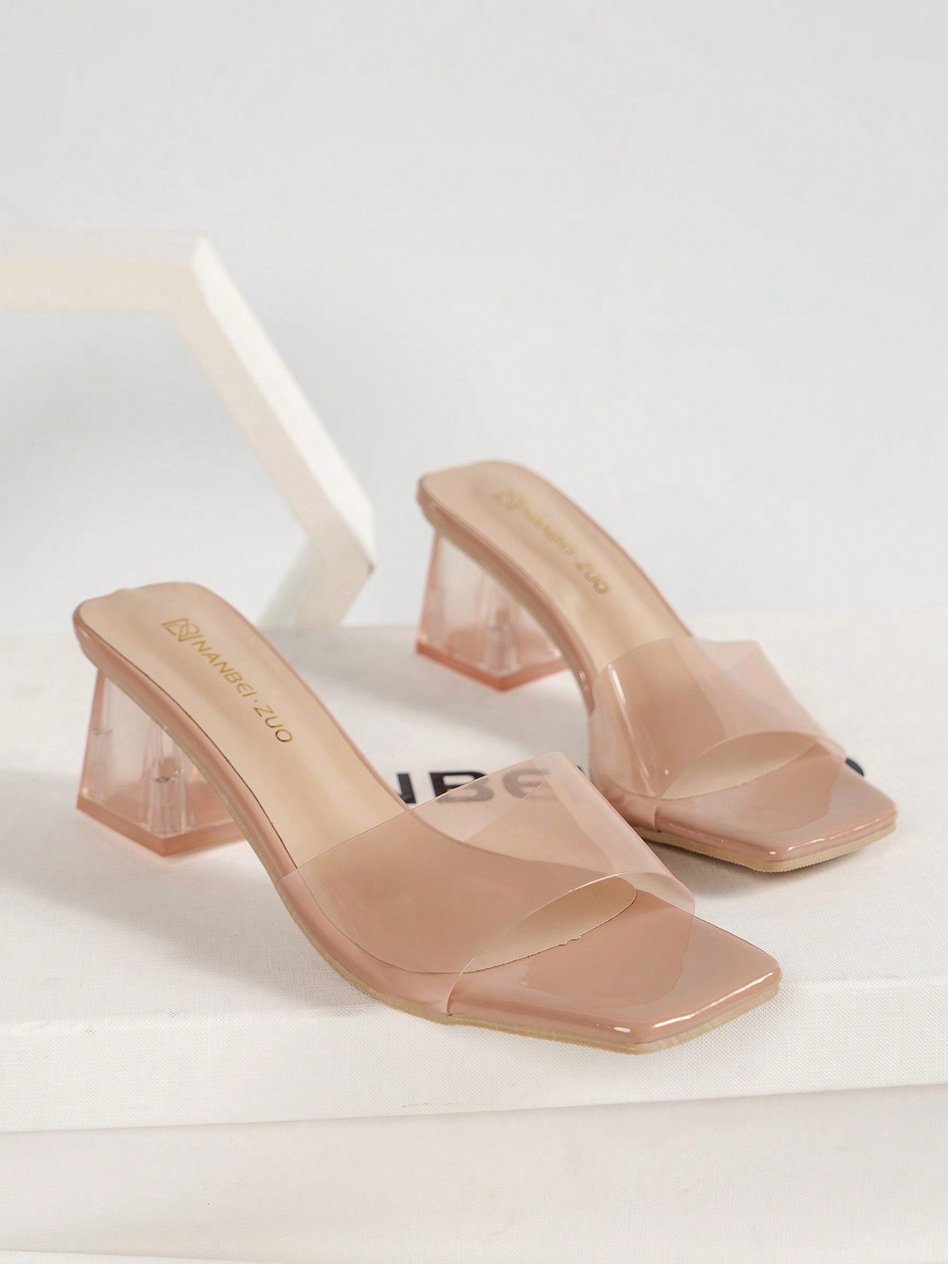 Women Pink Asymmetrical Heel High Heel Sandals For Wedding/Party, Glass Heel,Apricot Toe,Cutout Style, 2024 New Spring/Summer Collection,French Stylish Platform High Heel Sandals For Music Festival, Elegant And Trendy Lady High Heel Sandals On Special Off