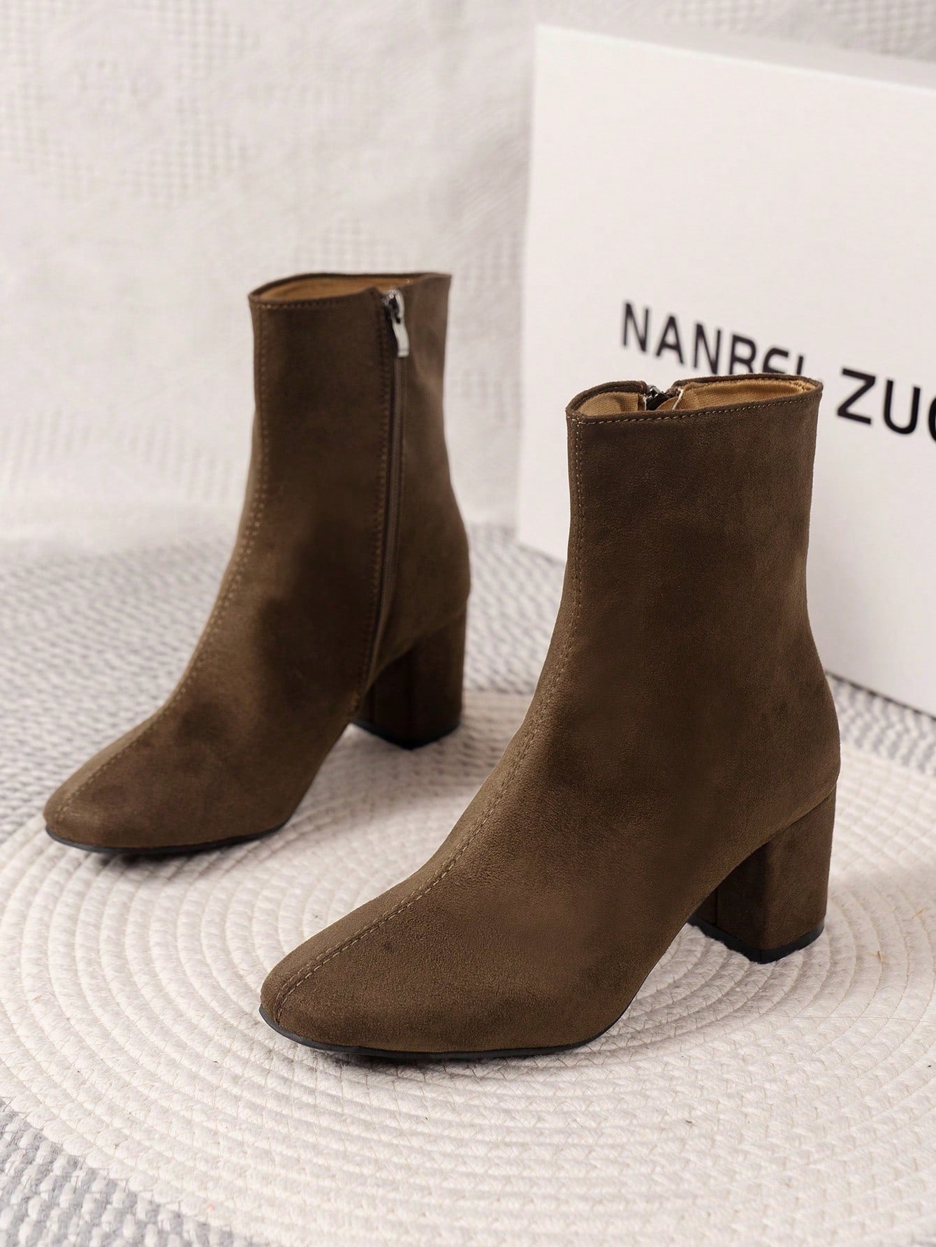 Halloween/black Friday/party/vacation/wedding Promotion 2023 Autumn/winter. Fashionable, Versatile, Square Toe, Anti-slip Sole, Elegant, Women's Ankle Boots. Classic Design With Double Lines In Brown/black, High And Thin Heels. Rubber Women's Boots And Ch