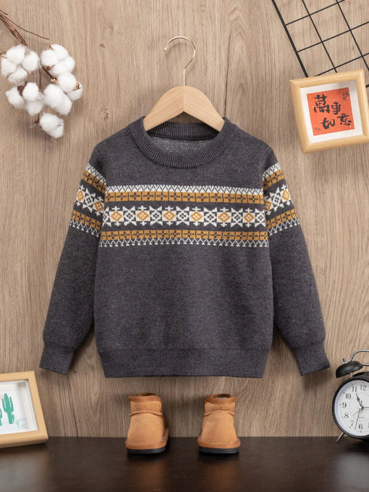 Young Boy Geo Pattern Sweater