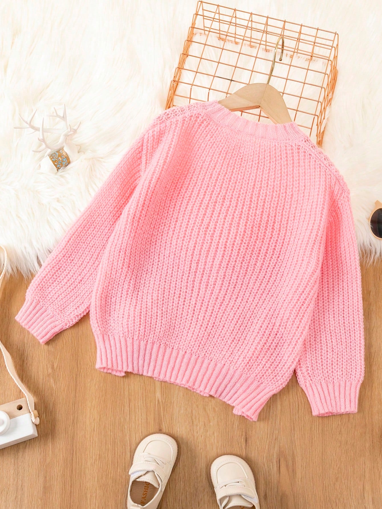 Young Girl Lace Up Detail Split Hem Sweater