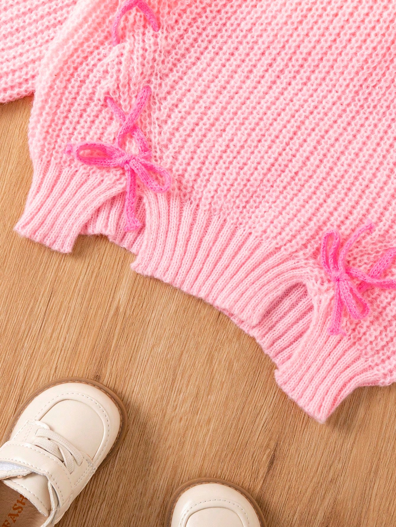 Young Girl Lace Up Detail Split Hem Sweater