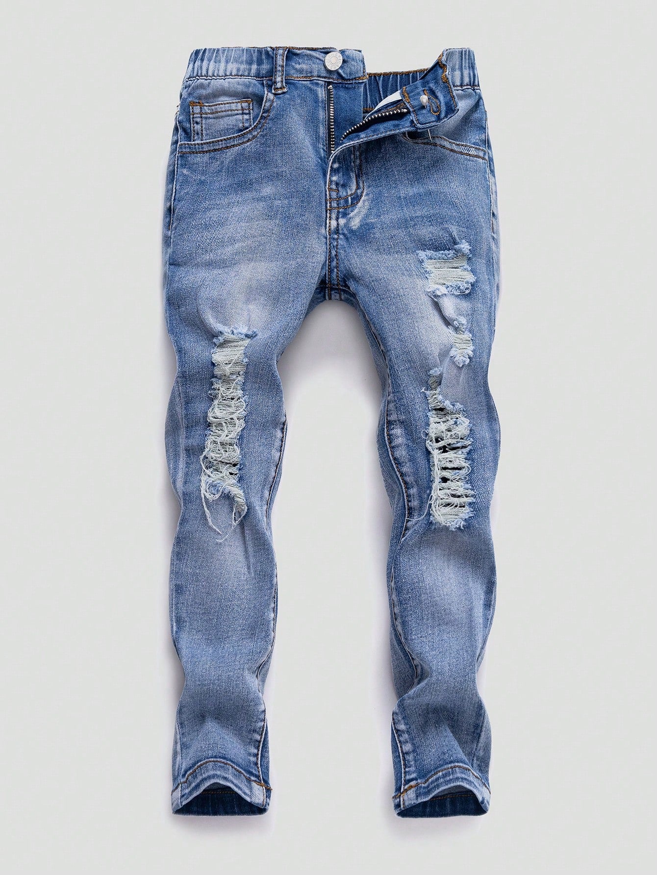 Young Boy Zipper Fly Ripped Jeans