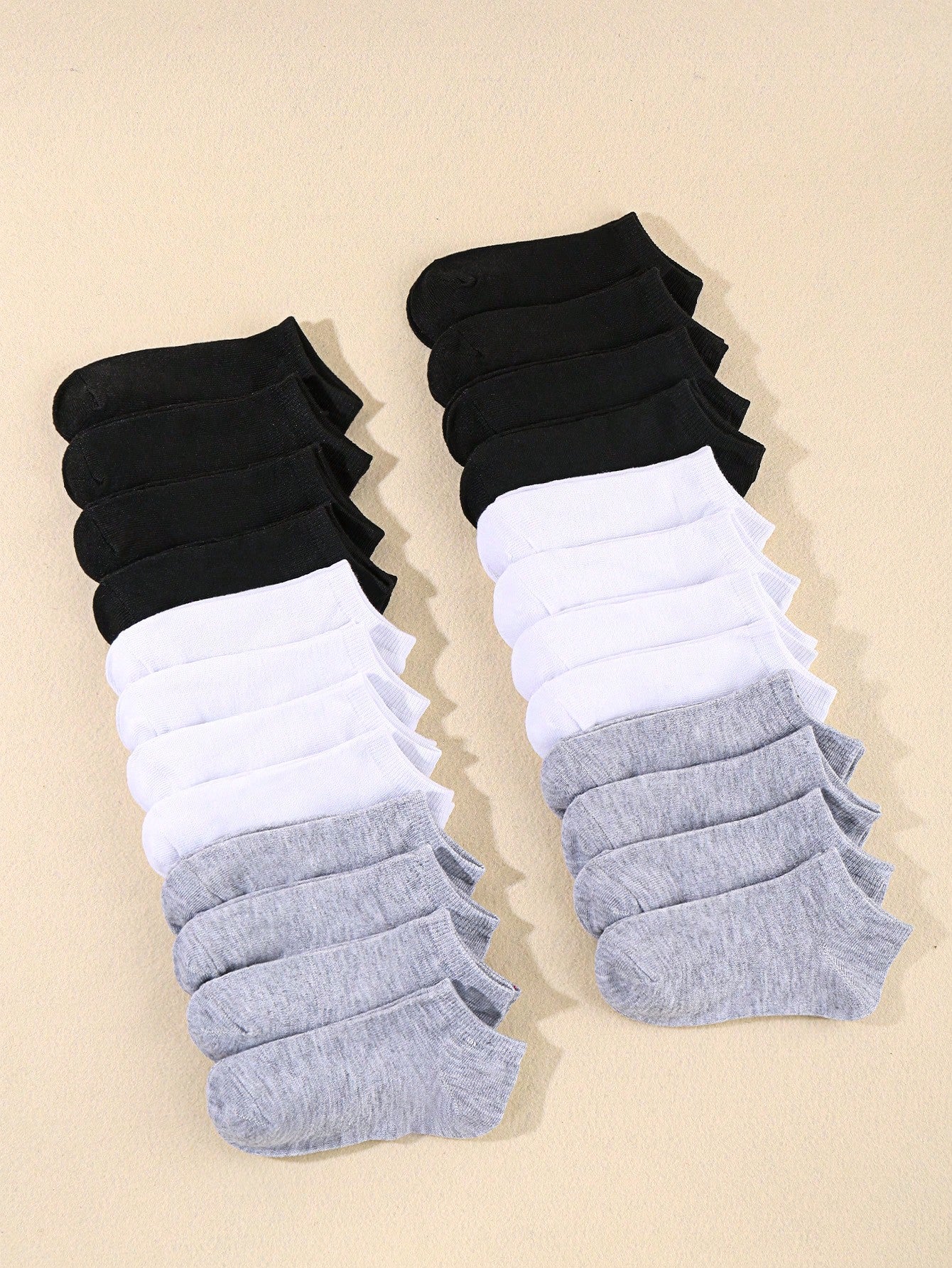 24pairs Kids' Summer Plain Neutral Daily Casual Breathable No-show Socks Set