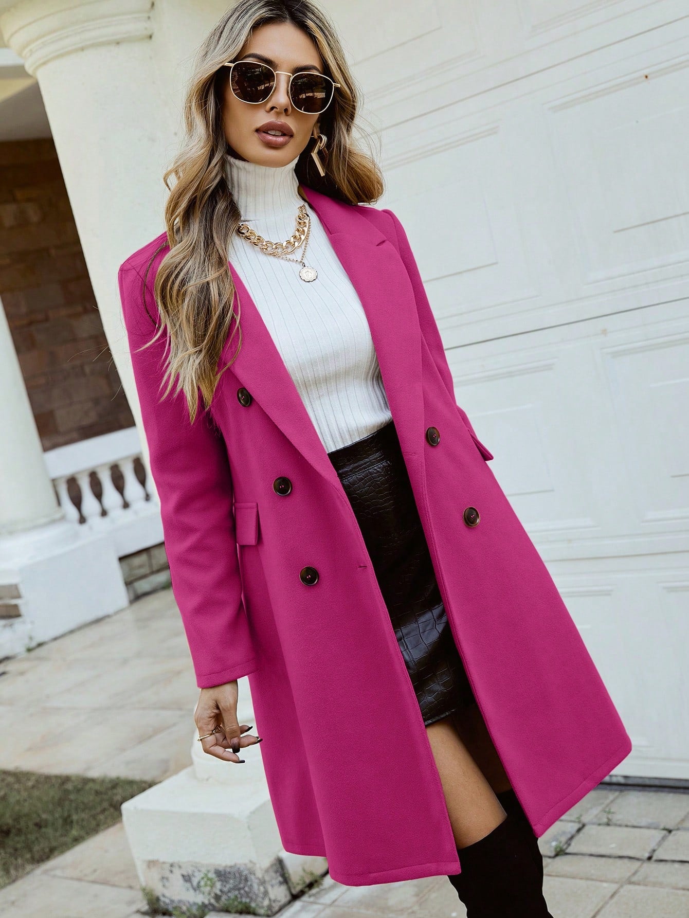 Double Breasted Lapel Collar Overcoat