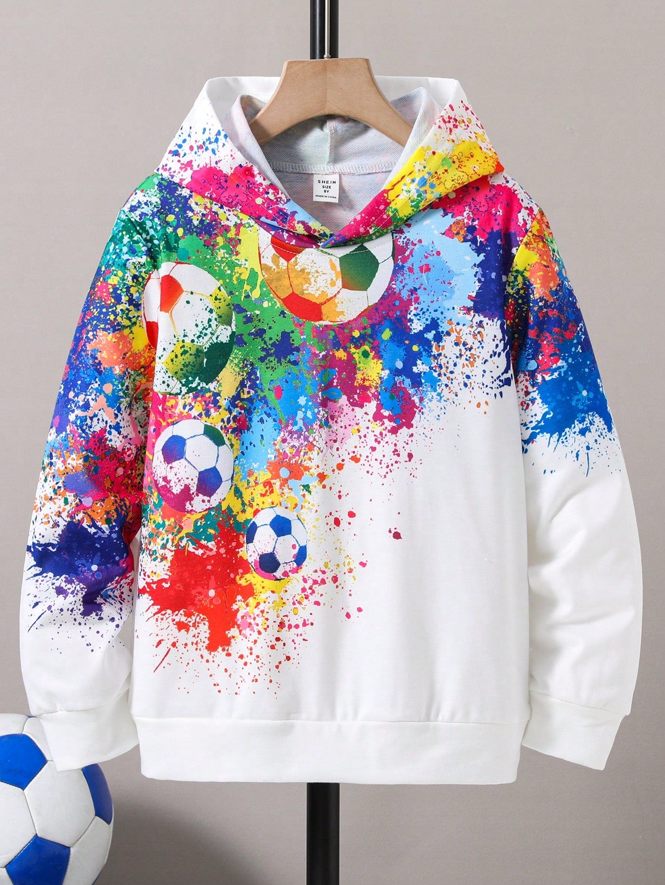 Tween Boy Soccer Print Hoodie