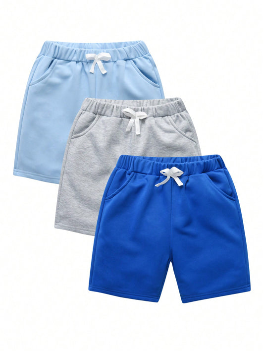 Tween Boy 3pcs Solid Bow Front Track Shorts