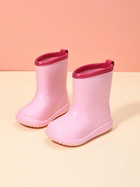 Children's Simple Wear-Resistant Rain Shoes, For Girls, Pink