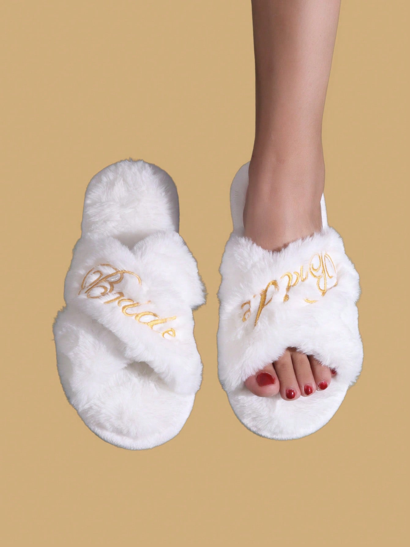 Women's Pink College Style Solid Color Fuzzy Cross Slippers For Bedroom