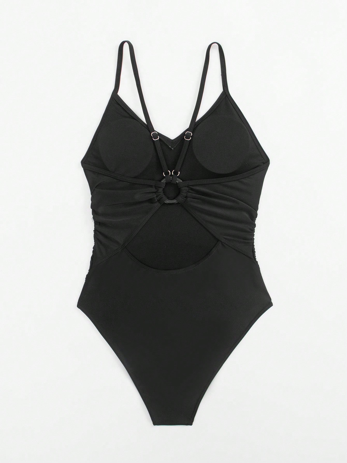 Swim Basics Summer Beach Cut Out Ring Linked One Piece Swimsuit