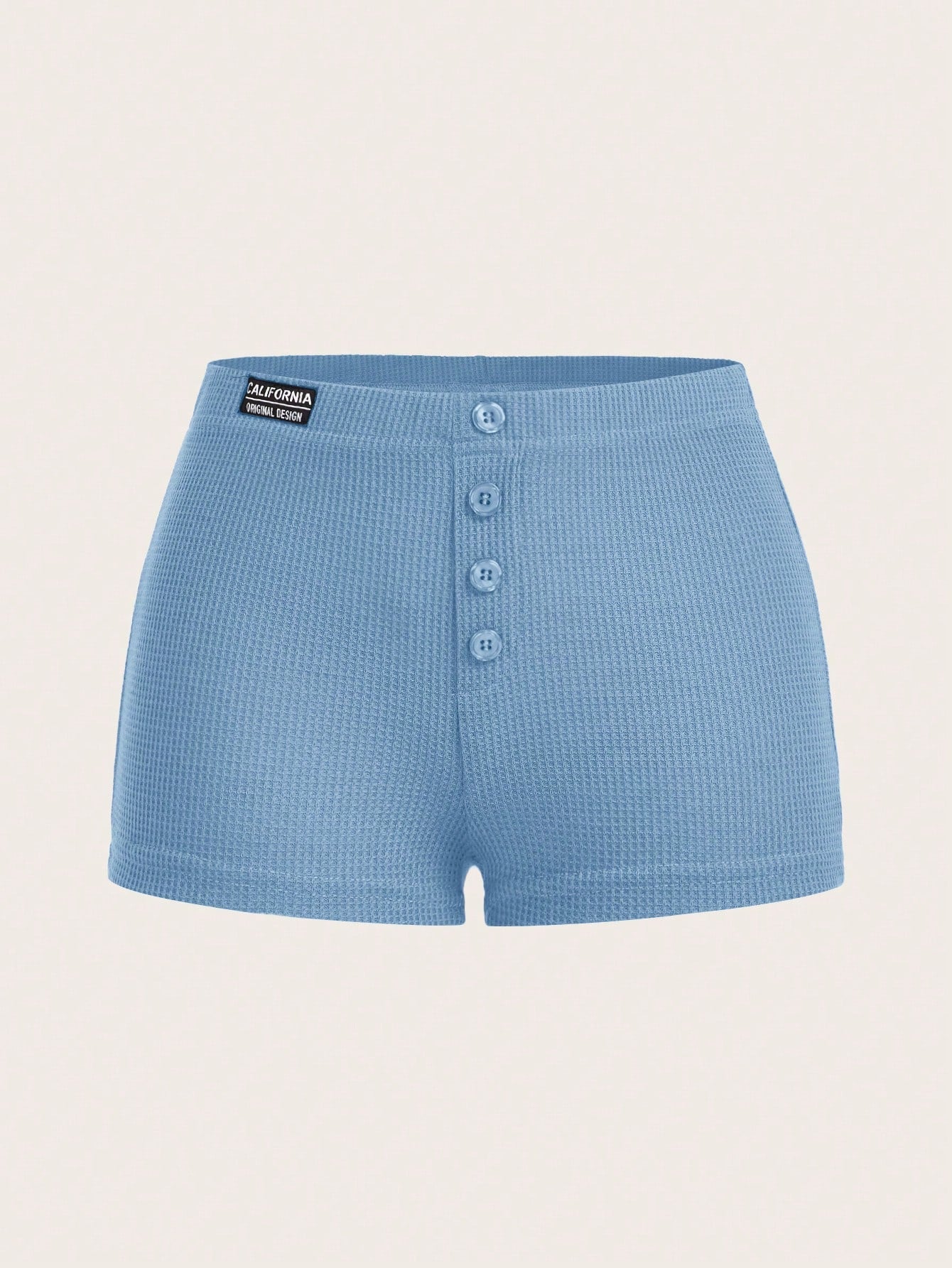Letter Patched Detail Button Front Shorts