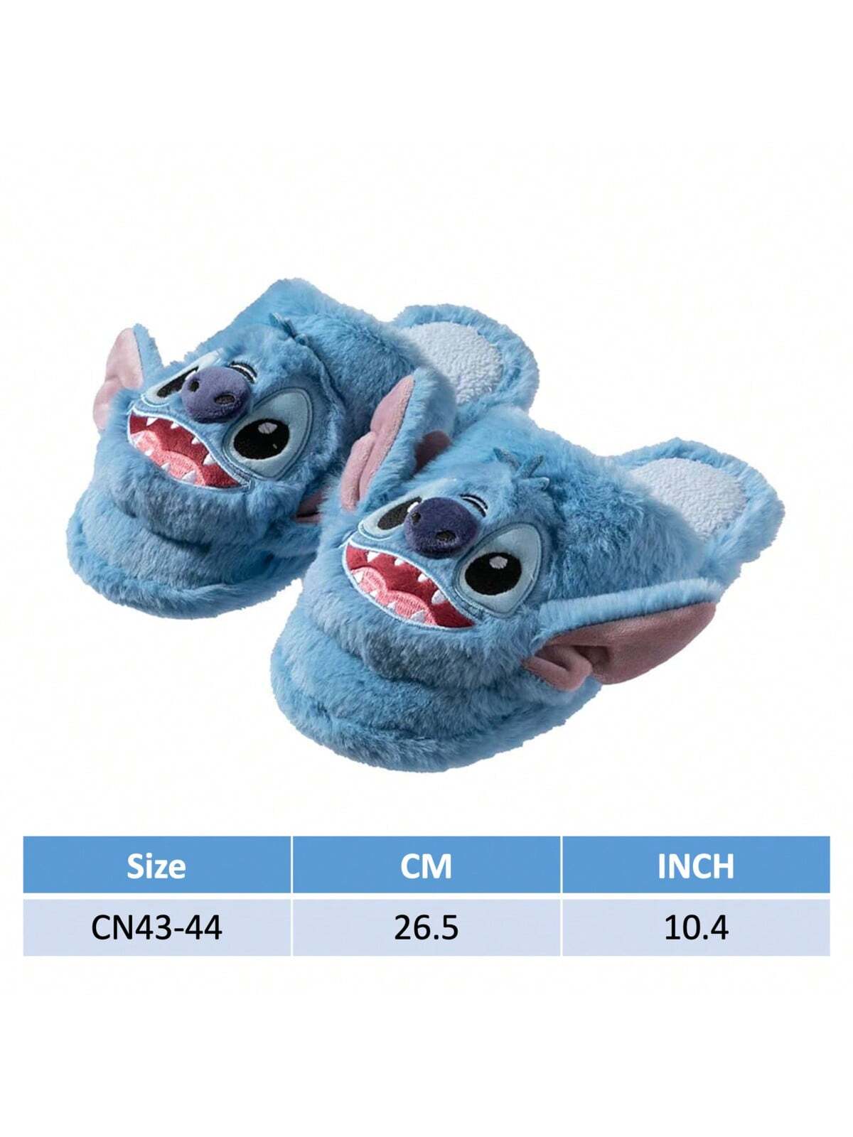 Miniso & Disney Stitch Novelty Slippers, & Comfy Plush Closed Toe Non Slip Shoes, Indoor Bedroom Slippers(Sizes 43-44)