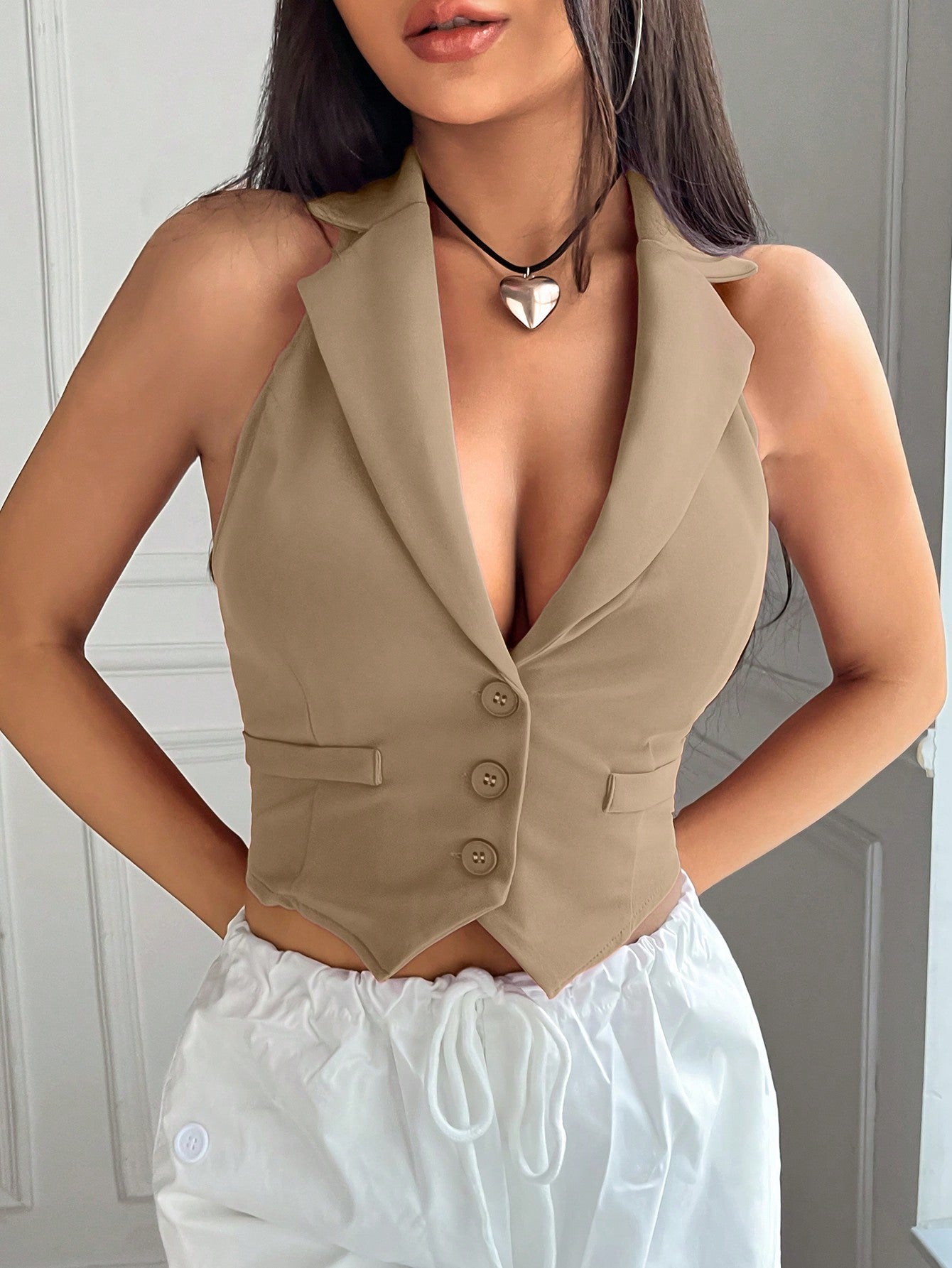 Women's Solid Color Simple Daily Sleeveless Suit Vest