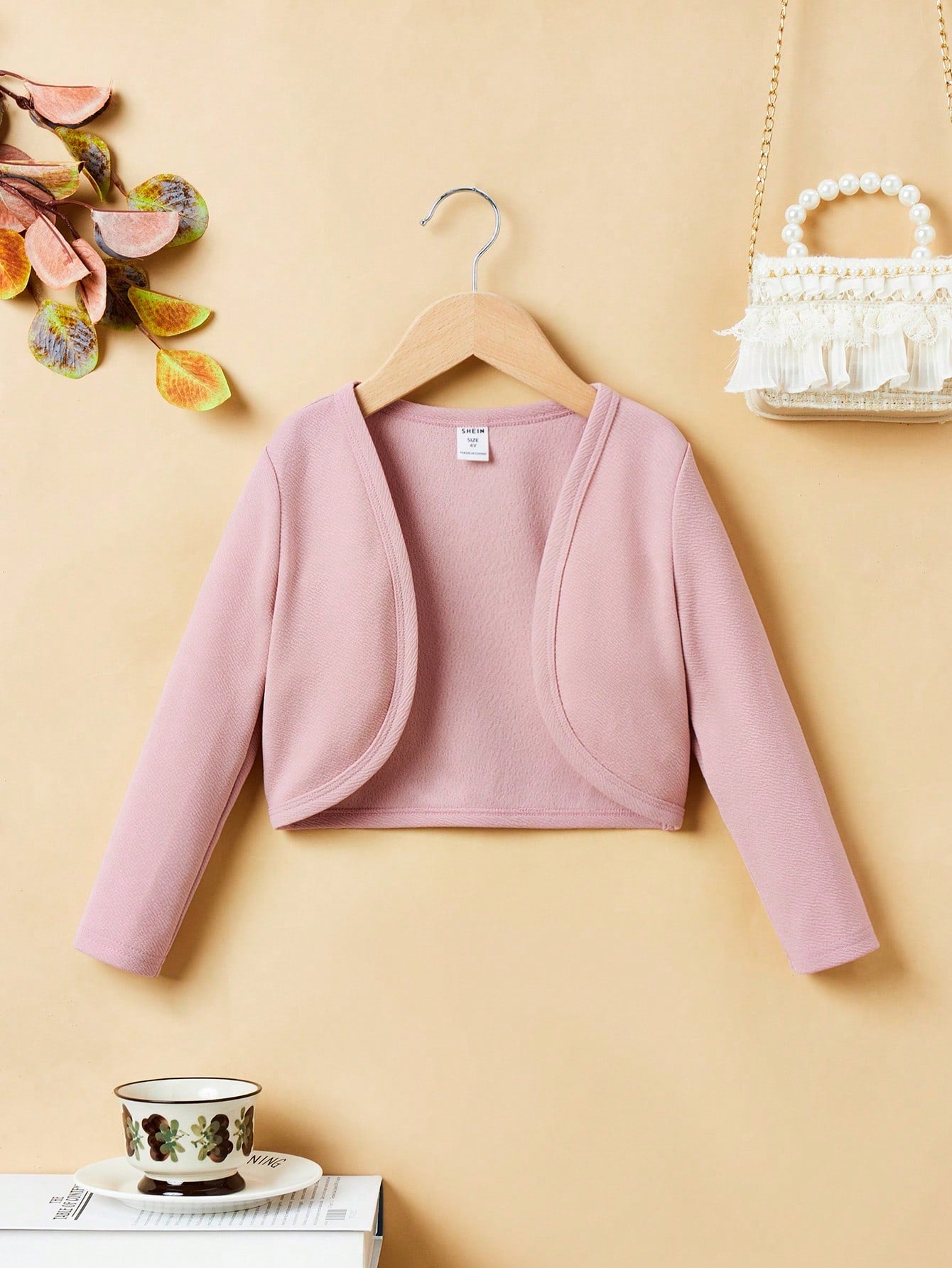 Young Girl Knitted Solid Color Long Sleeve Cardigan Jacket