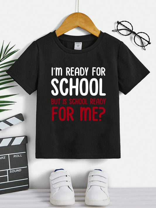 Young Boy's Casual Slogan Printed T-Shirt For Summer