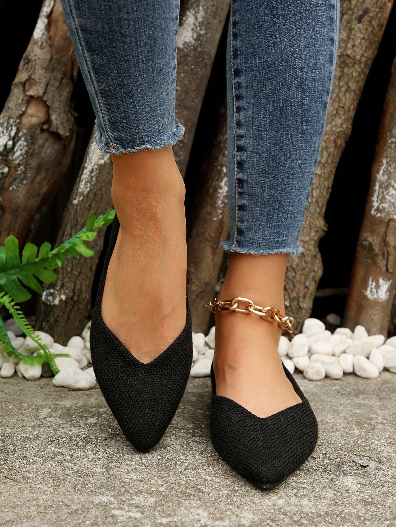 Faux Suede Point Toe Ballet Flats