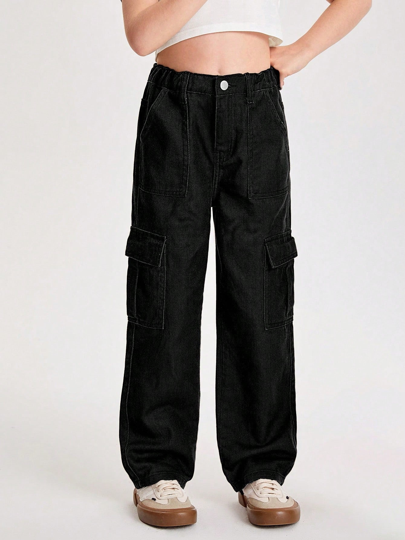 Tween Girl Flap Pocket Side Cargo Jeans