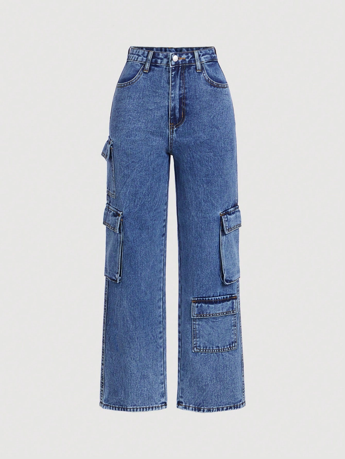 Teenage Girls' Cargo Style Denim Trousers With Pockets