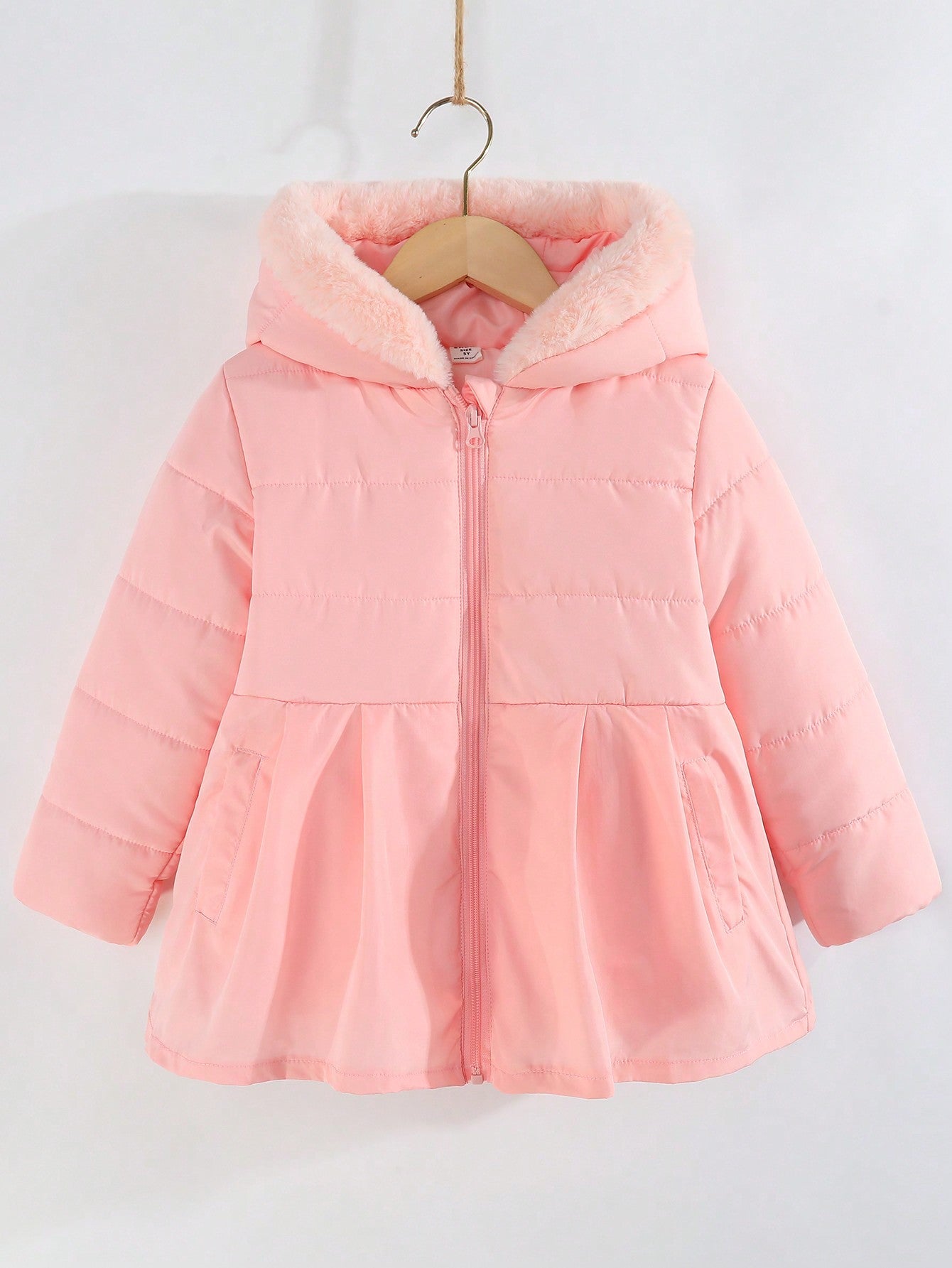 Young Girl Zip Up Hooded Puffer Coat