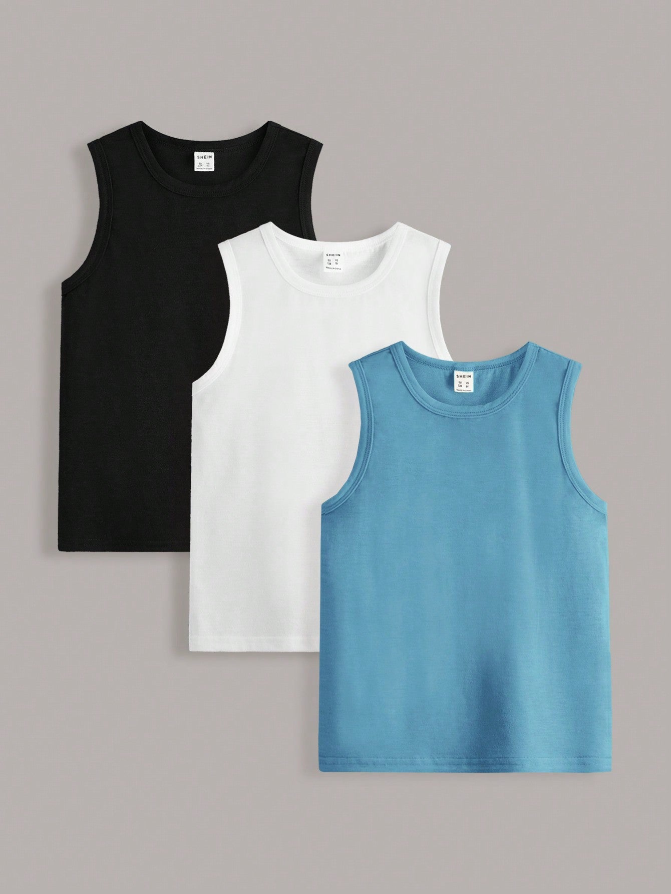 3pcs/Set Solid Color Basic Style Vest For Tween Boys' Casual Wear