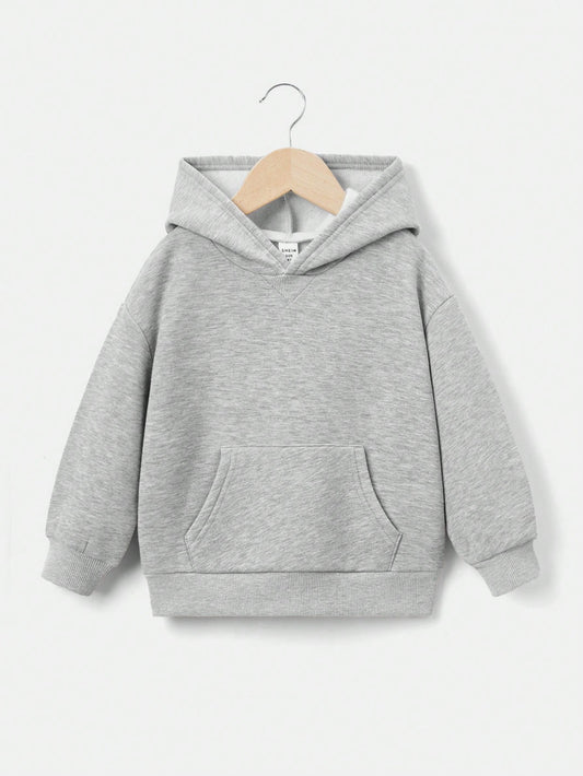 Young Boy Kangaroo Pocket Drop Shoulder Thermal Hoodie