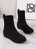 Halloween Black Friday Party Vacation, 2023 Autumn Winter Trendy All-match Women's Boots, Round Toe Platform Ankle Boots To Show Elegance, Slimness And Anti-slippery Appearance, Black